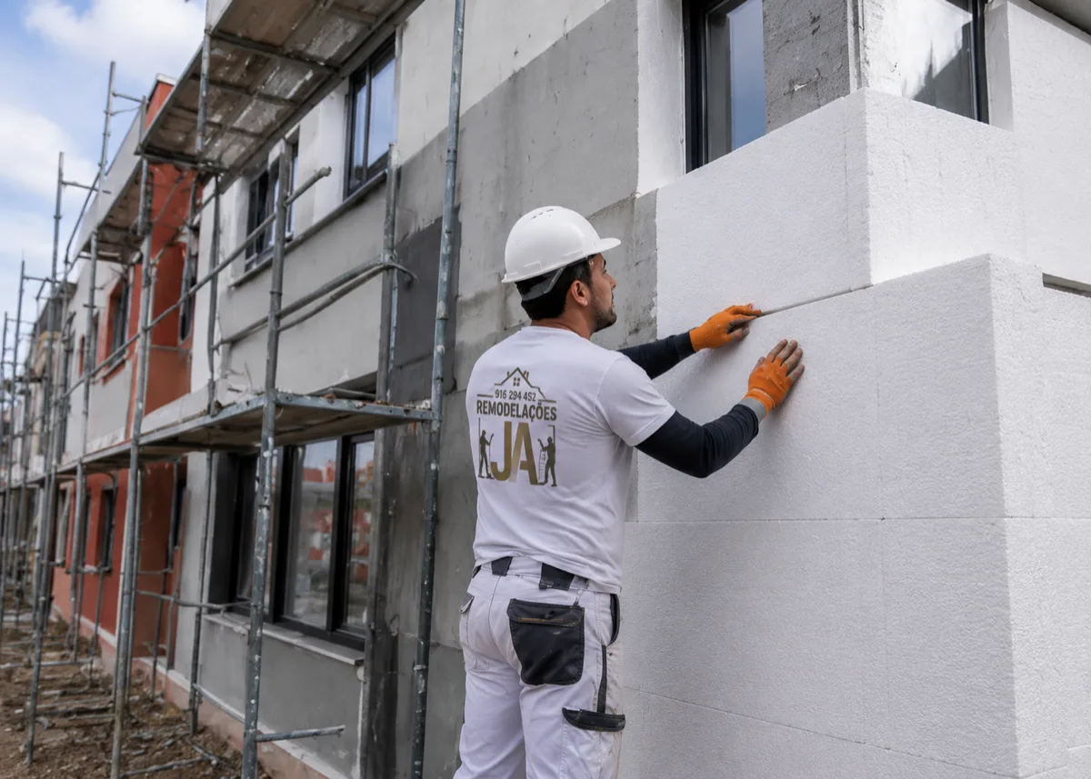 Aplicação de capoto ETICS em bloco de apartamentos em Maia