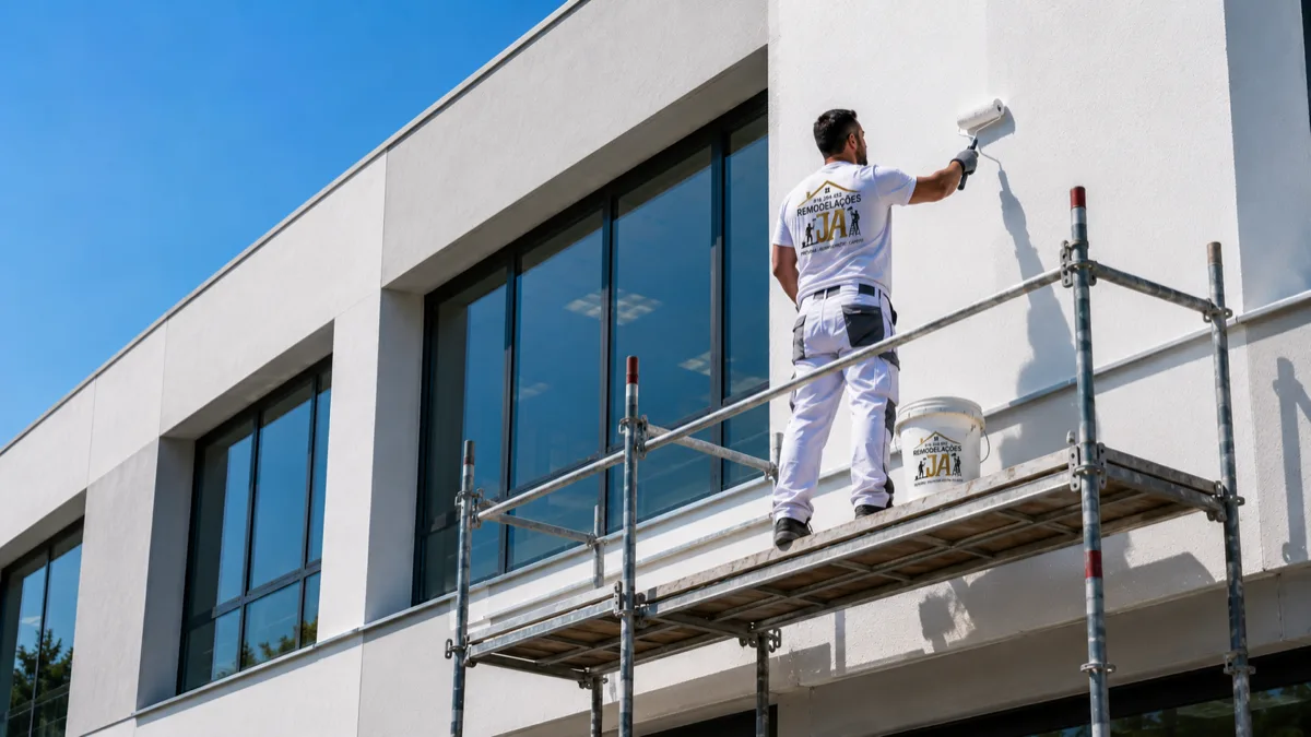 Pintura exterior de edifício comercial em Matosinhos
